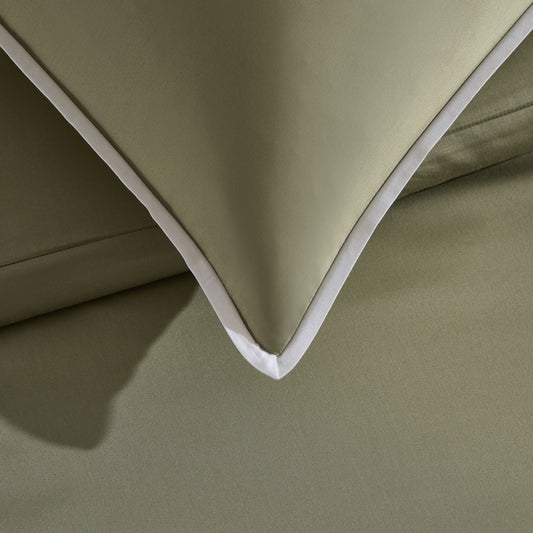 Pair of Bamboo Cotton Plain Dye Classic Pillowcases - Olive - DUSK