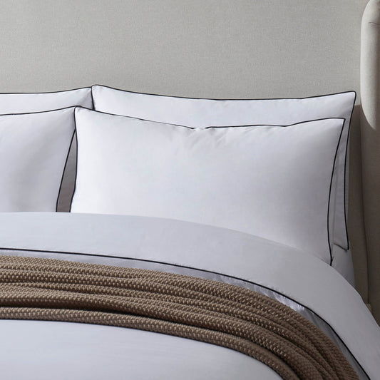 Pair of Cambridge Pillowcases - 200 Thread Count - Cotton - White/Black - DUSK