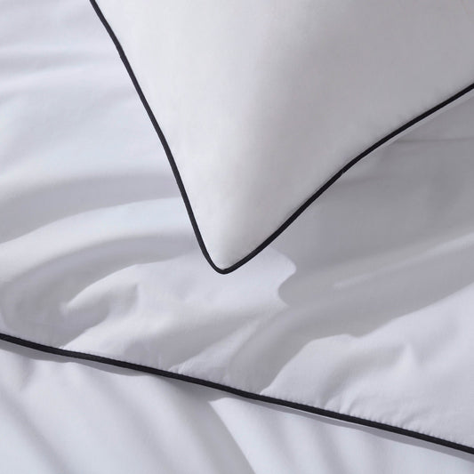 Pair of Cambridge Pillowcases - 200 Thread Count - Cotton - White/Black - DUSK
