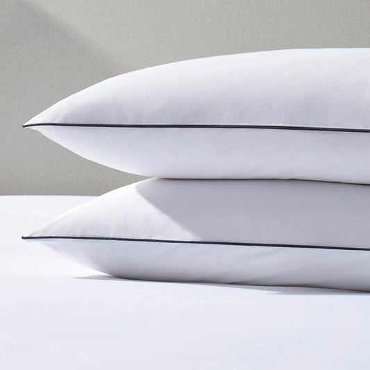 Pair of Cambridge Pillowcases - 200 Thread Count - Cotton - White/Black - DUSK