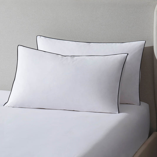 Pair of Cambridge Pillowcases - 200 Thread Count - Cotton - White/Black - DUSK