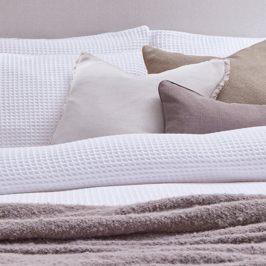 Pair of Portofino Waffle Pillowcases - 200 Thread Count - Cotton - White - DUSK