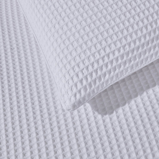 Pair of Portofino Waffle Pillowcases - 200 Thread Count - Cotton - White - DUSK