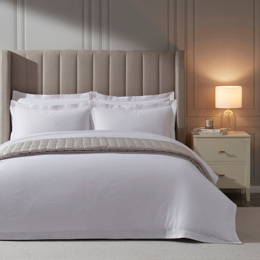 Pair of Regent Embroidered Oxford Pillowcases - 400 Thread Count Sateen - White - DUSK