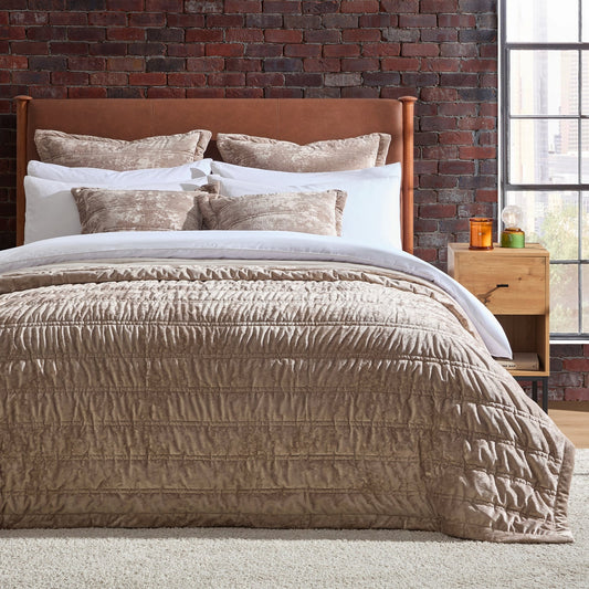 Paris Luxury Velvet Quilted Stich Cushion Cover - Taupe - DUSK