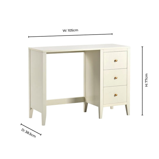 Poppy Large Dressing Table with Drawers - Cream - DUSK