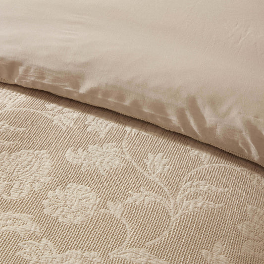 Portia Jacquard Waffle Duvet Cover & Pillowcase Set - Stone - DUSK