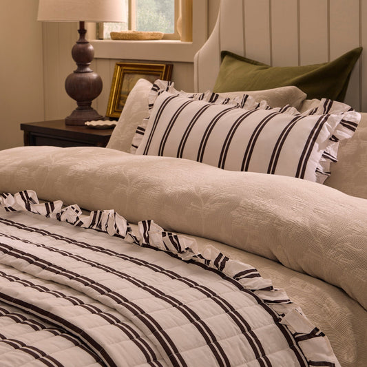 Portia Jacquard Waffle Duvet Cover & Pillowcase Set - Stone - DUSK