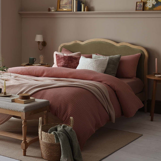 Portofino 200 Thread Count Waffle Duvet Cover - Cotton - Blush - DUSK