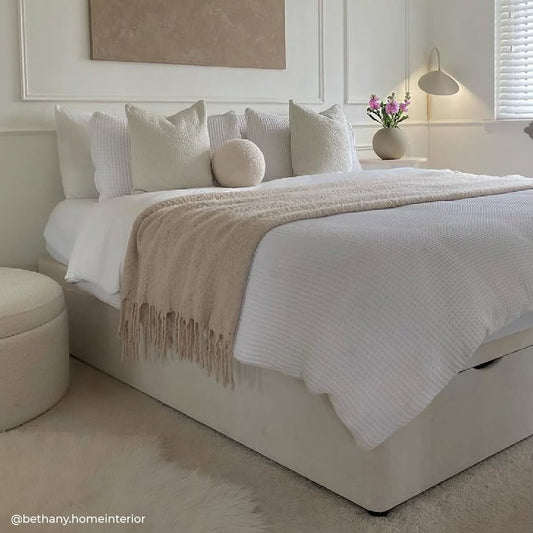 Portofino 200 Thread Count Waffle Duvet Cover - Cotton - White - DUSK