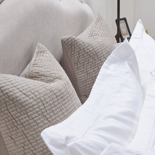 Regent Embroidered Duvet Cover - 400 Thread Count Sateen - White - DUSK