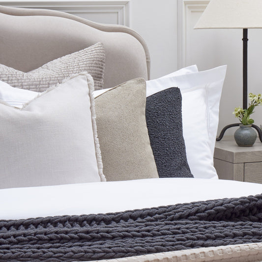 Regent Embroidered Duvet Cover - 400 Thread Count Sateen - White - DUSK