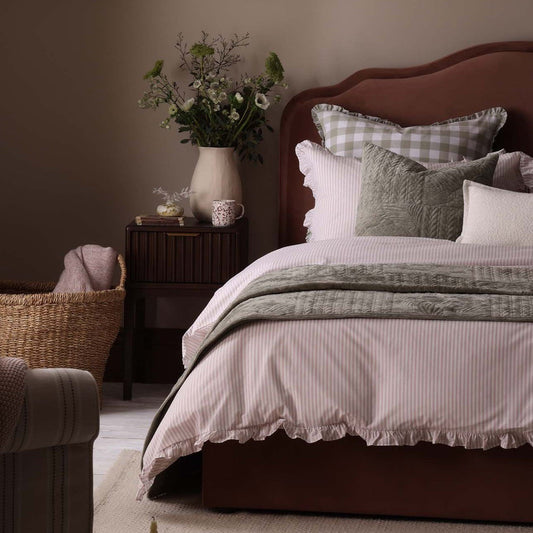Remy 200 Thread Count Stripe Duvet Cover & Pillowcase Set - Blush - DUSK