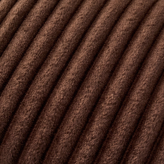 Ribbed Flannel Faux Fur Cushion Cover - Chocolate - DUSK