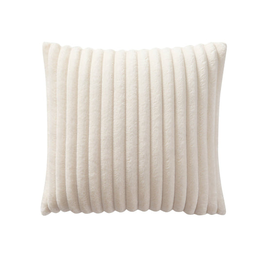 Ribbed Flannel Faux Fur Sofa Cushion Cover - Cream - DUSK