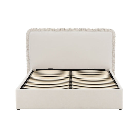 Riva Ottoman Storage Bed - Chenille Ivory - DUSK