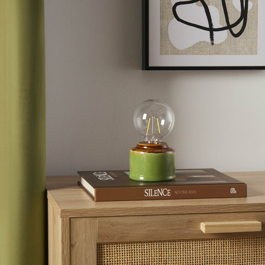 Robin Reactive Glaze Ceramic Bulb Table Lamp - Green/Brown - DUSK