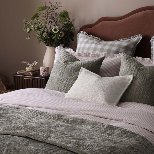 Rome Velvet Greek Matelasse Bedspread - Basil - DUSK