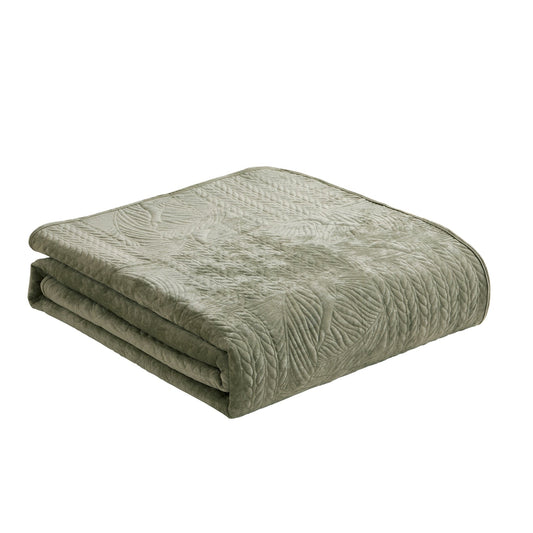 Rome Velvet Greek Matelasse Bedspread - Basil - DUSK