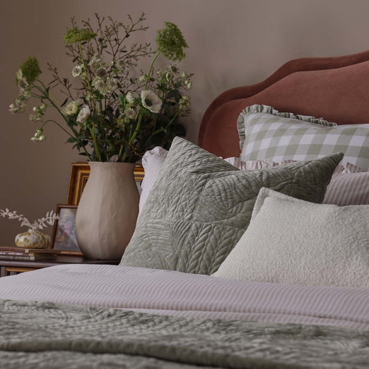 Rome Velvet Greek Matelasse Cushion Cover - Basil - DUSK