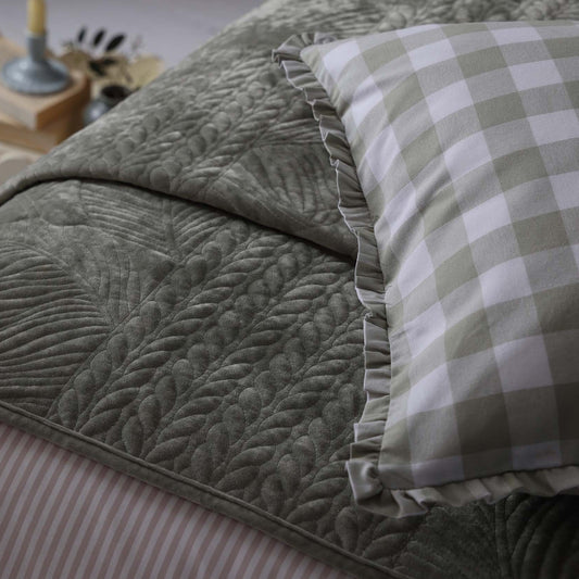 Rome Velvet Greek Matelasse Cushion Cover - Basil - DUSK