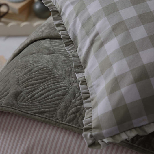 Rome Velvet Greek Matelasse Cushion Cover - Basil - DUSK