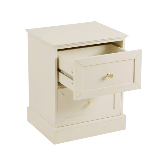 Ruby 2 Drawer Bedside Table - Cream - DUSK