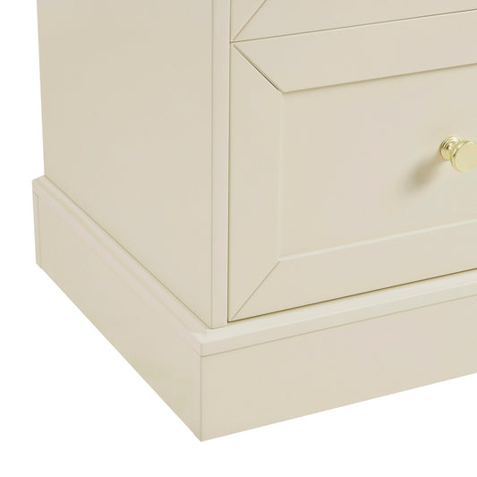 Ruby 2 Drawer Bedside Table - Cream - DUSK