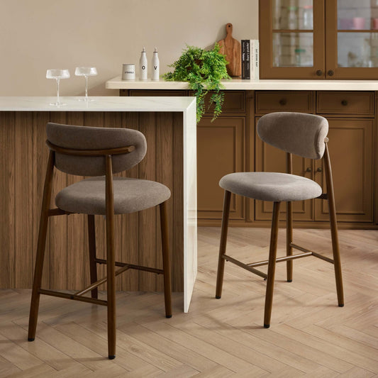 Sally Set of 2 Barstools - Chenille Mushroom - DUSK