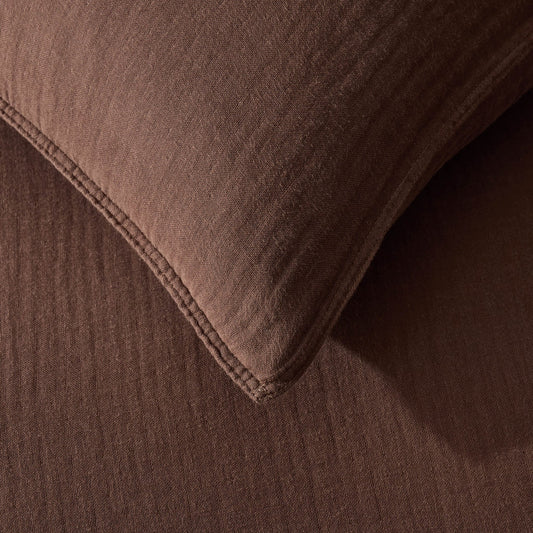 Santorini Muslin Duvet Cover & Pillowcase Set - Mocha - DUSK