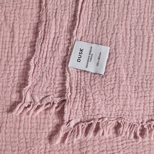Savannah Four Layer Tufted Muslin Sofa Throw - Rose - DUSK