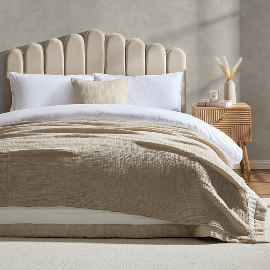 Savannah Tufted Muslin Throw - Oat - DUSK