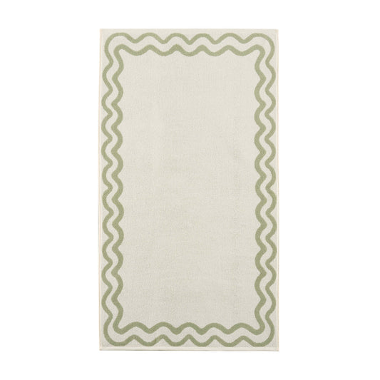 Scalloped Cotton Towels - Off - White/Olive - DUSK