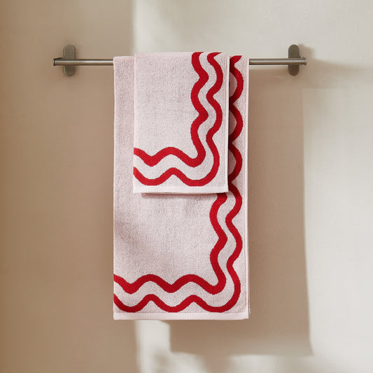 Scalloped Cotton Towels - Pink/Red - DUSK