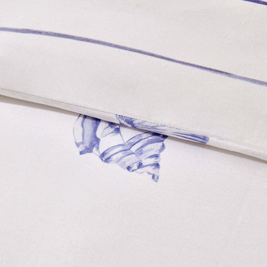 Shell 100% Cotton Duvet Cover & Pillowcase Set - Blue - DUSK