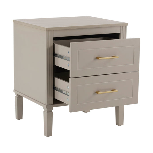 Sienna 2 Drawer Bedside Table - Taupe - DUSK