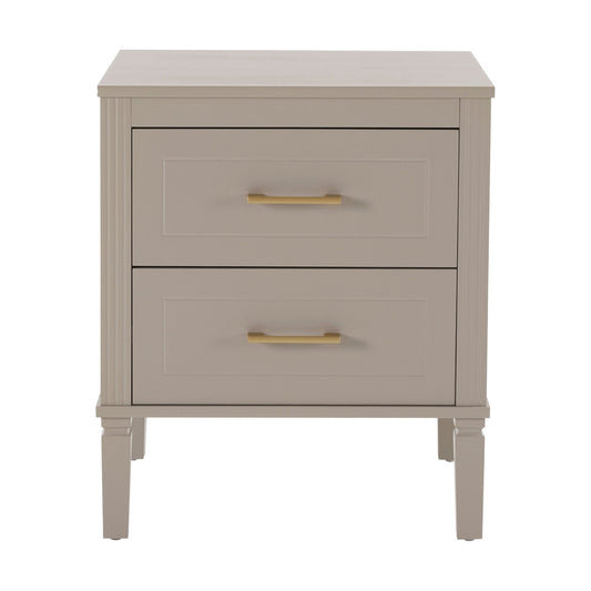 Sienna 2 Drawer Bedside Table - Taupe - DUSK