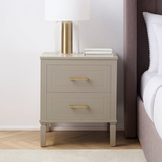 Sienna 2 Drawer Bedside Table - Taupe - DUSK