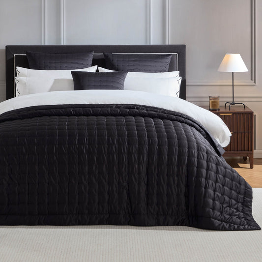 Simone Scallop Embroidered Edge Duvet Cover - Off White/Black - DUSK