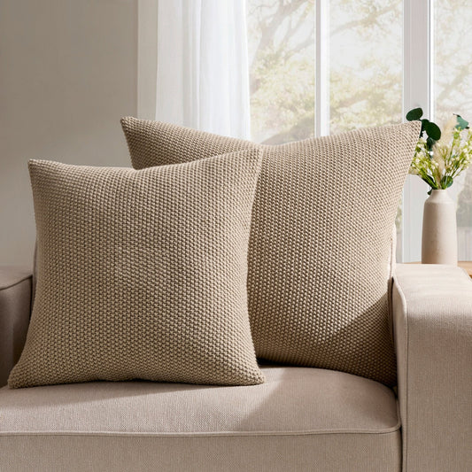 St Ives Heavyweight Knit Sofa Cushion Cover - Taupe - DUSK