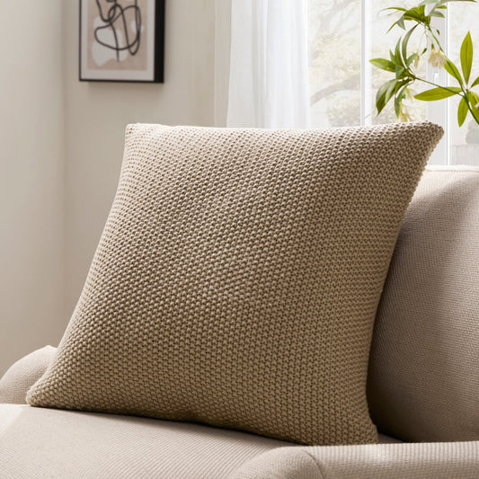 St Ives Heavyweight Knit Sofa Cushion Cover - Taupe - DUSK