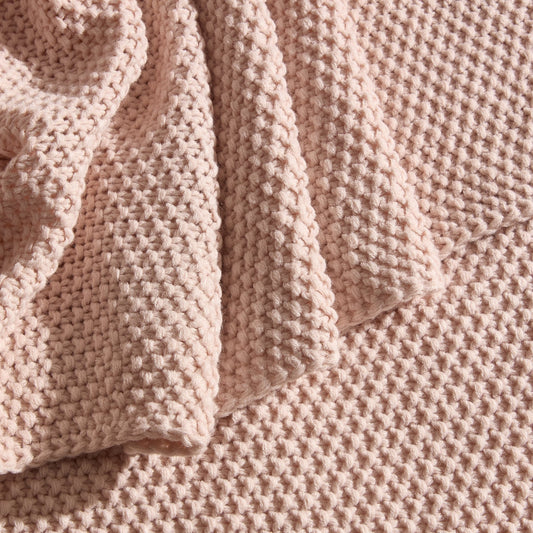 St Ives Light Weight Knit Throw - Ballet Slipper - DUSK