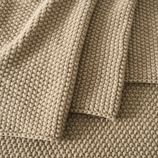 St Ives Light Weight Knit Throw - Taupe - DUSK