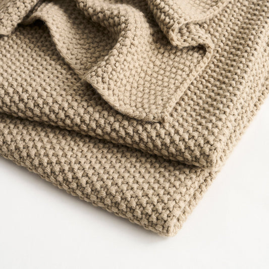 St Ives Light Weight Knit Throw - Taupe - DUSK