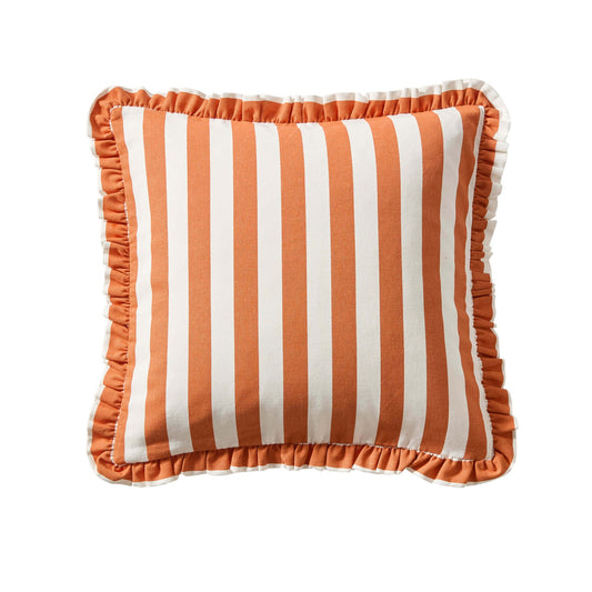 Stripe Frill Edge Cushion Cover - Burnt Orange - DUSK