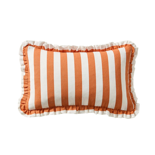 Stripe Frill Edge Cushion Cover - Burnt Orange - DUSK