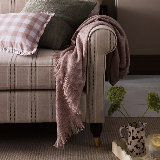 Super Soft Marled Tassel Sofa Throw - Blush Pink - DUSK