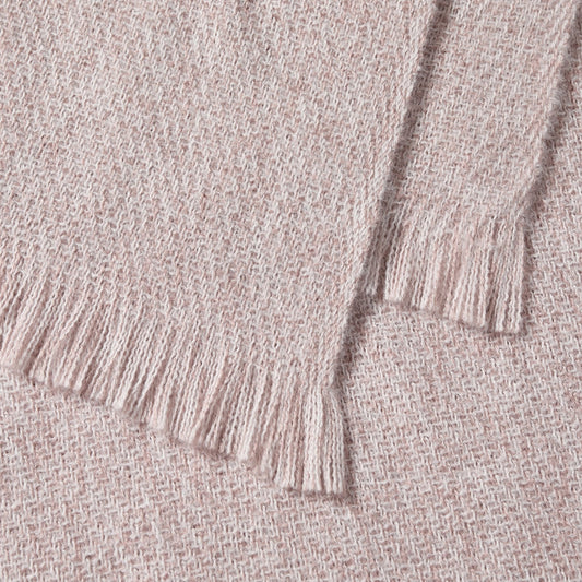 Super Soft Marled Tassel Sofa Throw - Blush Pink - DUSK