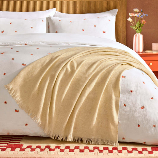 Super Soft Marled Tassel Throw - Butter Yellow - DUSK