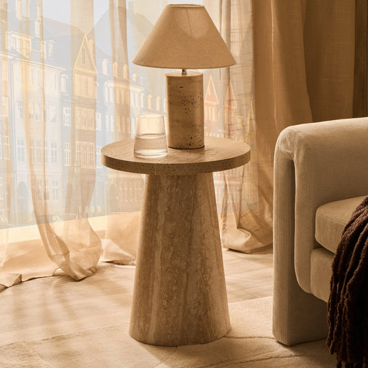 Talia Side Table - Stone Marble Effect - DUSK